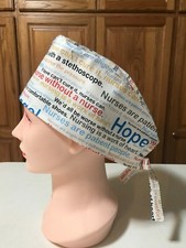Scrub Hat Medical Nursing Chemo Nursing Phrases Cotton Fabric Skull Cap