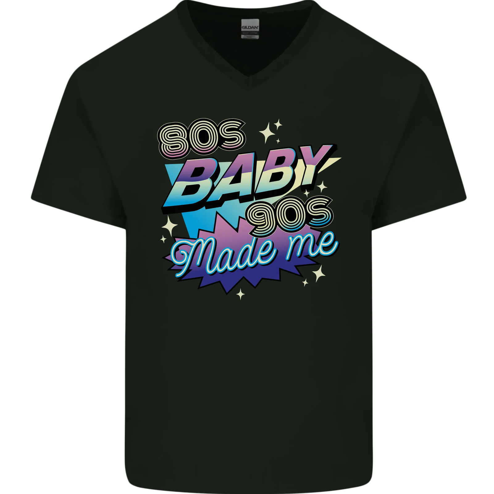 80s Bebé 90s Made Me Música Pop Rock Hombre Cuello En V Algodón Camiseta