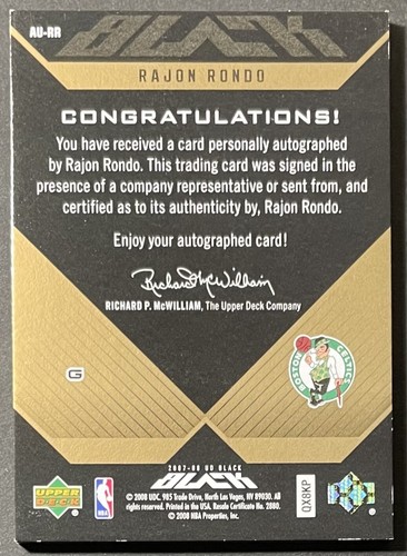 ( /25 Gold ) Rajon Rondo 2007-08 Upper Deck UD Black Autograph Auto Celtics SSP - Picture 3 of 3