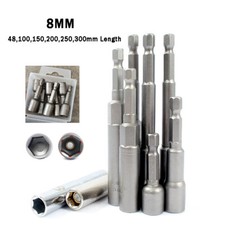 8mm Magnetic Nut Driver 48mm - 150mm Length Socket Impact Drill Bit 1/4" Hex