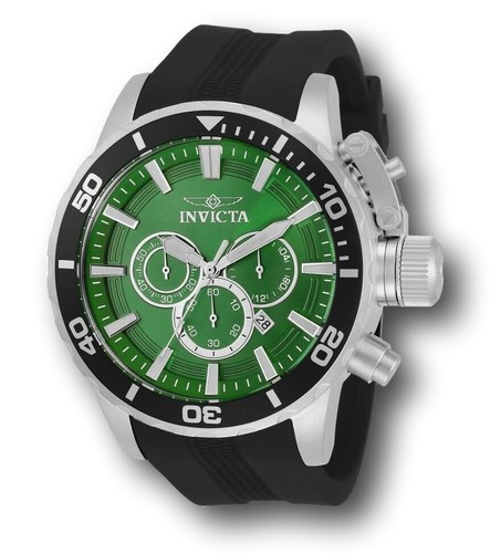 Green Dial Silicone Chronograph Watch 