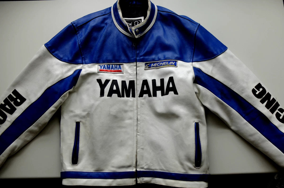 Vintage YAMAHA Racing thick heavy leather jacket Motorcycle XL