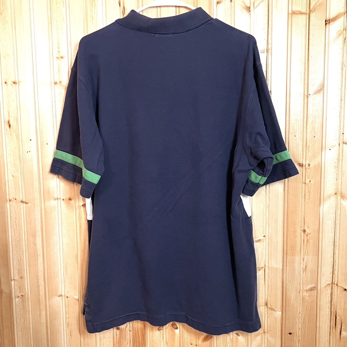 Y2K Nike Polo Shirt Striped Distressed Faded Blue Green