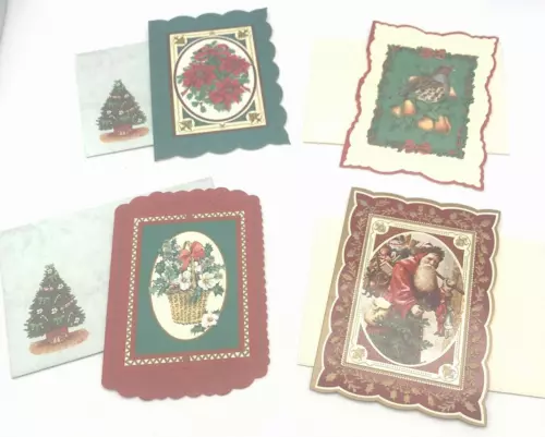 VTG Lot of 4 Image Arts Holiday Christmas Cards Santa Claus Partridge Pear Tree
