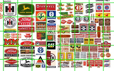 NH050 DAVE'S DECALS 1/2 Set N SCALE FARMING AG SIGNS SEED FEED CORN ...