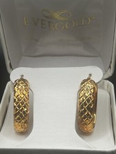 14k Yellow Gold Diamond Cut Oval Hoop Earrings 799 New In Box