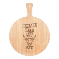 Beware VerrüCkte Bull Damen Pizza Brett Paddel Holz Lustig Tiere