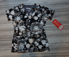 Grey's Anatomy Scrubs Top By Barco Black White Floral Size XS NWT