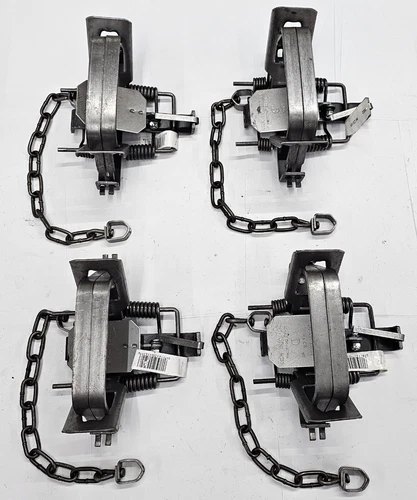 (PACK 4) Duke # 4 Coil Spring Traps 0502 Beaver Bobcat Coyote Lynx Trapping