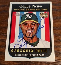 Gregorio Petit A's RC 2008 Signed Autographed Topps Heritage Card #617 ~ COA