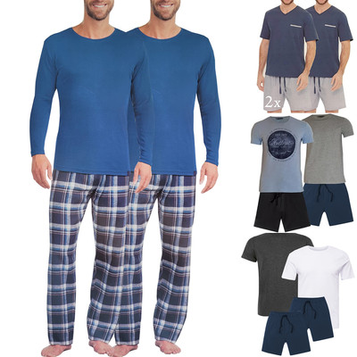 2er Pack Nightwear Herren Schlafanzug kurz Pyjama kurz Herren Shorty Schlafanzug