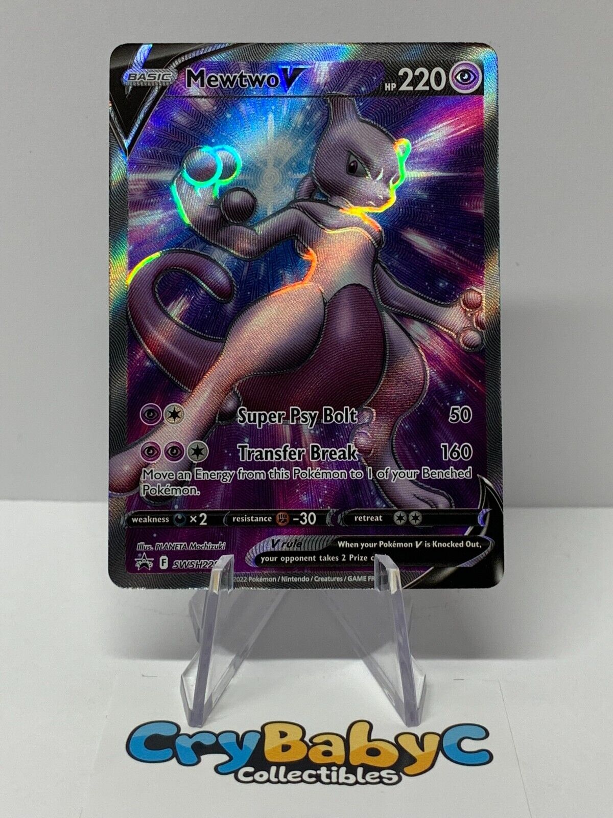 Pokemon Go Mewtwo V - Full Art - Black Star Promo SWSH229 - Near Mint/Mint