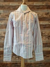 Next Pure Cotton Tailored Fit Pink  Grey Long Sleeve Shirt 16.5" 42" Chest