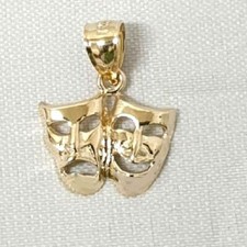14k Yellow Gold Drama Mask Laugh Now 