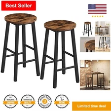 Counter Height Bar Stools - Set of 2 - Rustic Brown & Black - Rugged and Durable