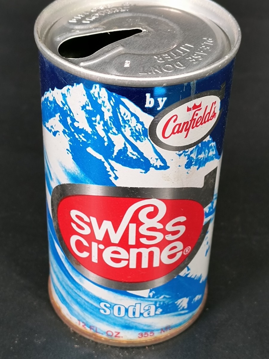 VTG 1970s Canfields Swiss Cream Soda Pop Can Straight Steel Pull