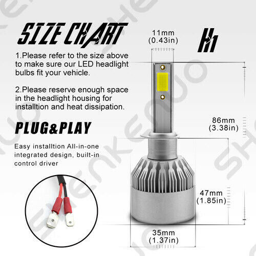 For Ford Focus 2013 - 2018 4pc H1 + H11 LED Headlight High Low Beam Bulbs Combo - Picture 8 of 12