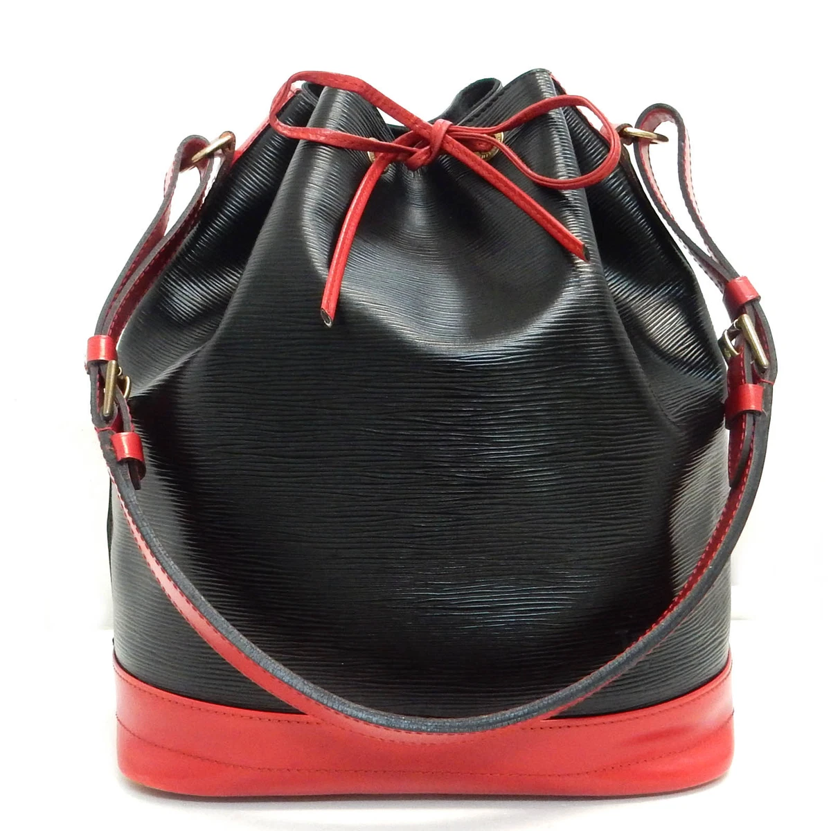 LOUIS VUITTON EPI NOE Black & Red Drawstring Shoulder Bag Handbag