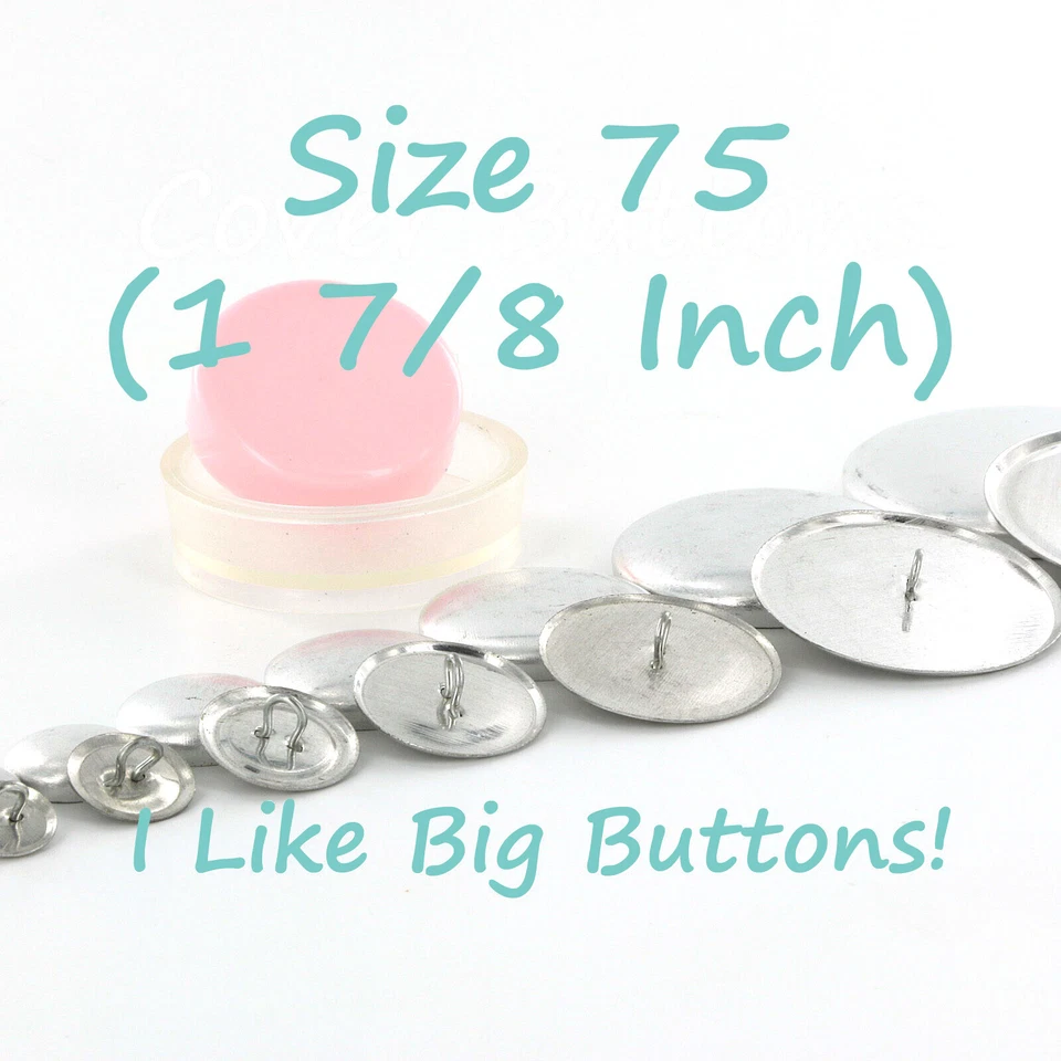 25 Cover Buttons & Tool Kit: WIRE BACK Size 75 (1 7/8"/48mm) Sew Fabric Buttons - Image 2 of 4
