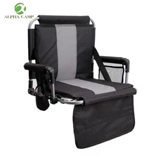 ALPHA CAMP Portable Folding Stadium Seat Bleacher Chair with Back Pad Cup Holder