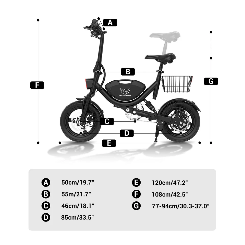 Bicicleta eléctrica plegable de 14" con cesta 22 Mph 715W Peak Commuter para adultos Foto 3 de 4