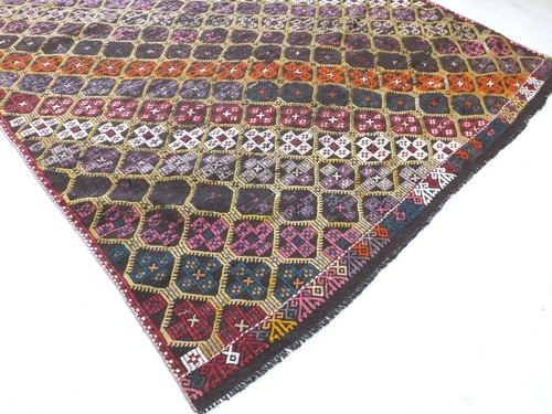 Alfombra turca vintage Kilim, 6x11,4 pies, geométrica multicolor hecha a mano, - Imagen 5 de 11