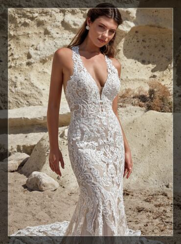 Luxurious Bridal Gown Lace Wedding Dress Bridal Gown Custom made Ivory Mermaid - Picture 3 of 7