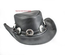Hat Band Large Round Steel Concho Leather Band Hat Is Not Included