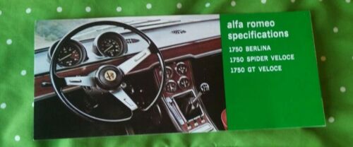 1969 Alfa Romeo1750 Spider GT Berlina brochure Pamphlet very good condition