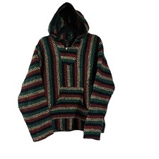 BAJA JOE Mexican Hoodie Adult Medium Drug Rug Rasta Pullover Sweatshirt Pocket