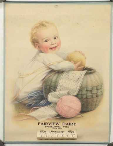 Fairview Dairy Calendar Annie Benson Miller Farms Baby Yarn 1924