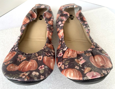 The Storehouse Ballet Flats Leather Autumn Fall Pumpkin Harvest Print ~ Wo's 11