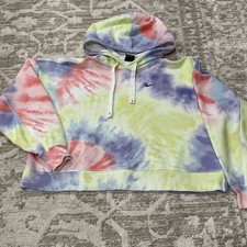 NIKE TIE DYE CROPPED HOODIE SWEATSHIRT WOMEN'S SIZE MED PULLOVER DA0890-580
