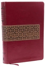 KJV Study Bible, Large Print, Leathersoft, Maroon/Brown, Thumb Indexed, Red...