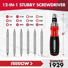 ARROW 12-IN-1 Multi Bit Ratchet Screwdriver set Ratcheting Screwdriver S2 Steel
