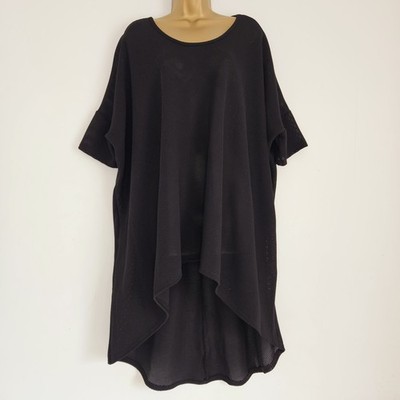 NEU Ex Evans Übergröße 18-32 Fledermaus Netz Spitze getauchter Saum schwarz Tunika Kleid Top