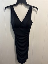 Emerald Sundae Womens V Neck Mini Black Body Con Dress Size Small