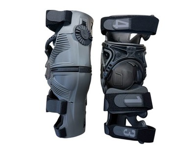 Mobius X8 Pair Knee Braces Large Storm Grey Dirt Bike MX ATV - OPEN BOX ITEM -
