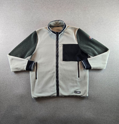 Under Armour Polartec Maxx Zip Fleece Jacket Mens XL Beige / Green Colorblock UA