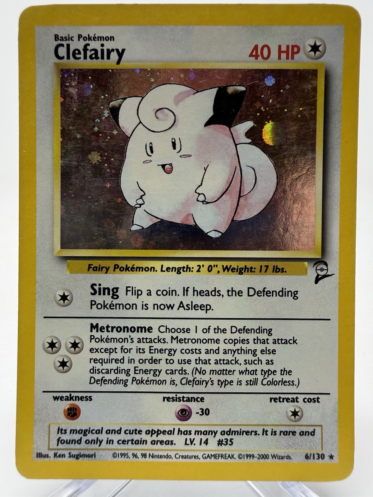 Pokemon Clefairy 6/130 Base Set 2 Holo Rare WOTC 2000