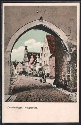 Gundelfingen / Donau, Hauptstrasse mit Gasthaus zum Adler, Ansichtskarte 