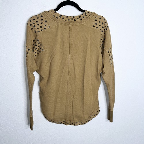 Free People Heart To Heart Henley Top Womens XS Thermal Waffle Floral Shirt J - Picture 7 of 11