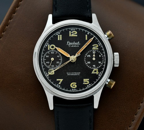 Vintage HANHART 417 ES -Bundeswehr issued - Full Steel 38mm - Cal 42 - Military