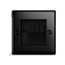 Evoges Black Brush Cable Entry Wall Plate &ndash; 1 Gang Brush Faceplate for Cables