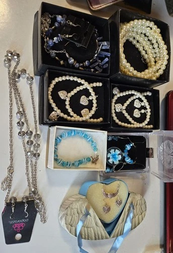 Vintage Costume Jewelry Lot Necklace & Earrings Sets Pearl Heart Wings