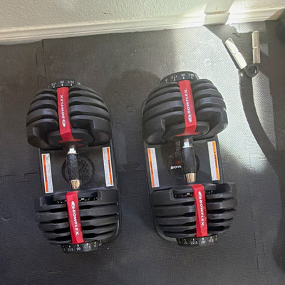 Bowflex SelectTech 552 Adjustable Dumbbells Pair 5-52.5 lb Black/Red
