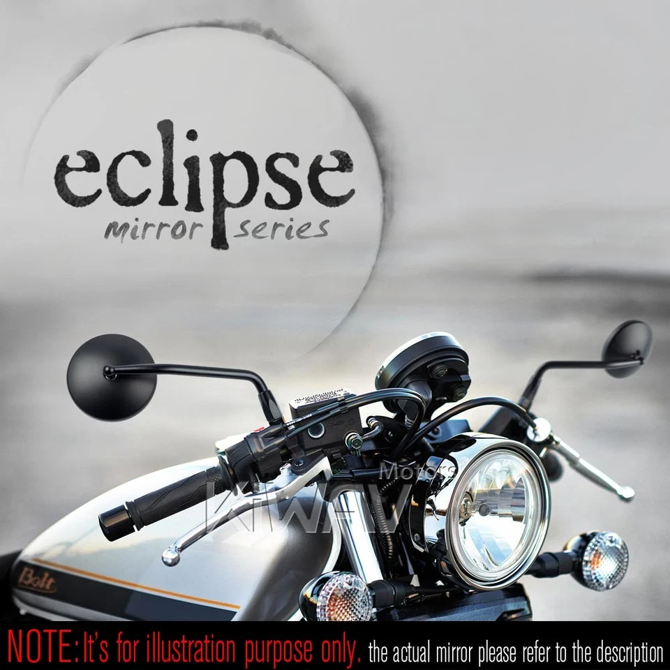 Espejo retrovisor Eclipse 4" redondo negro M10 se adapta a Yamaha TX650 RZ350 RD250 350 Foto 4 de 4
