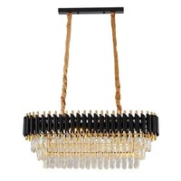 Moderner Kristall-Kronleuchter, Led-Deckenleuchte, Pendelleuchte, Schwarz/Gold