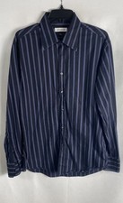 Versace Collection Men's Black Blue Striped City Line Button Down Shirt Sz 16.5