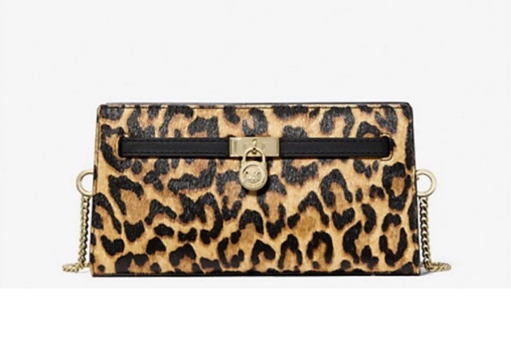 Michael Kors Hamilton Moderne XS Leopard Print Calf Hair Crossbody Bag Marigold